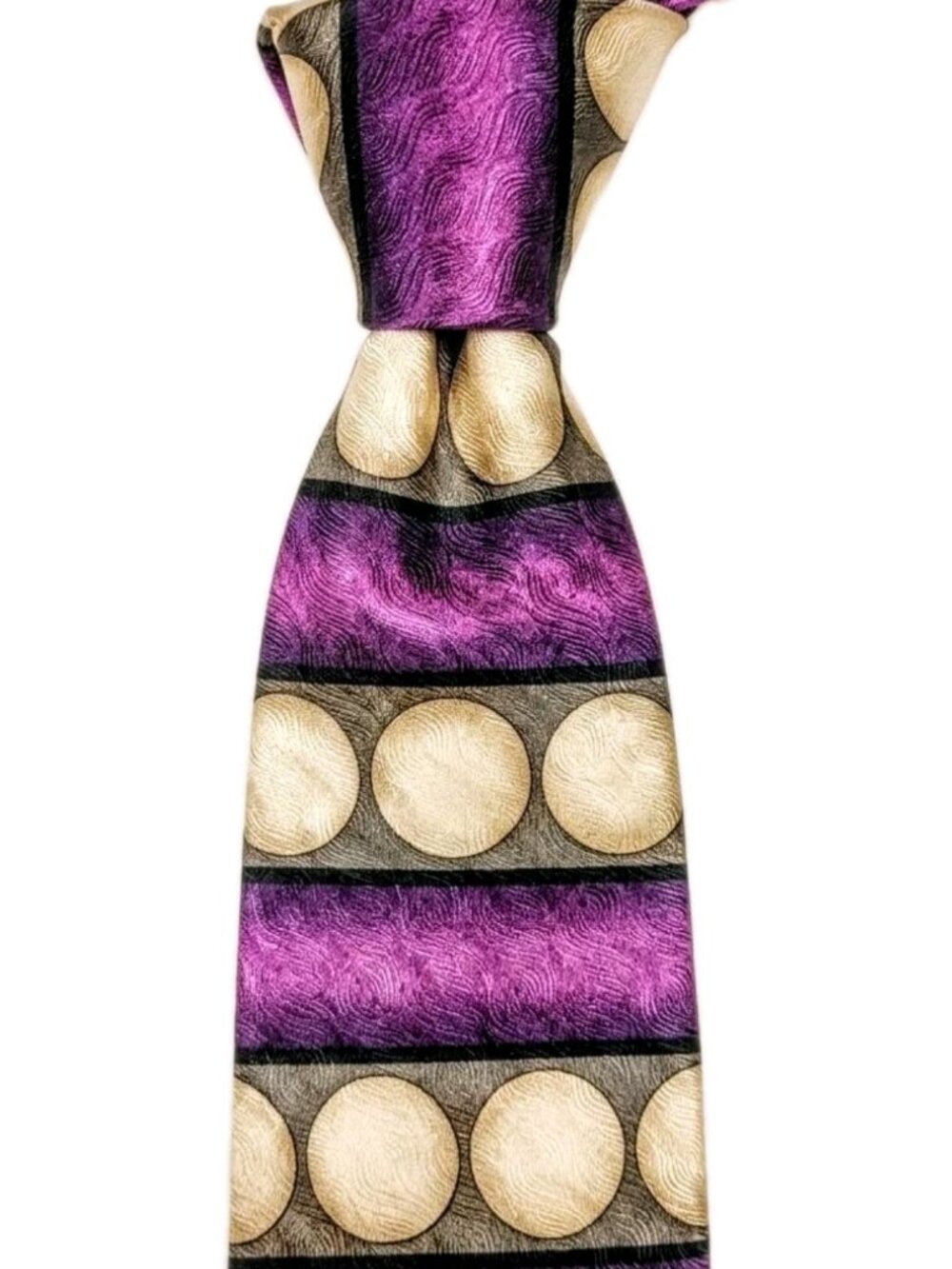 Vtg Y2k ASHBERRY Silk Retro Pop Art Circle Swirl Damask Underweave Purple USA - Picture 1 of 7